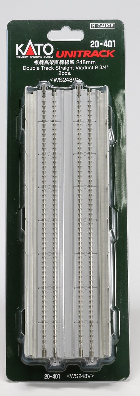 Kato N-Scale Kato USA, Inc. N 248mm 9-3/4" Straight Dbl Viaduct, Concrete (2), KAT20401 Train Track